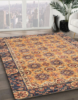 Abstract Chestnut Brown Modern Rug in Family Room, abs3354