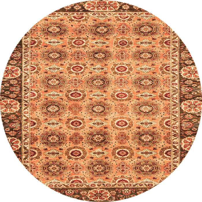 Round Abstract Orange Modern Rug, abs3354org