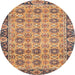 Round Abstract Chestnut Brown Modern Rug, abs3354