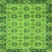 Square Machine Washable Abstract Green Modern Area Rugs, wshabs3354grn