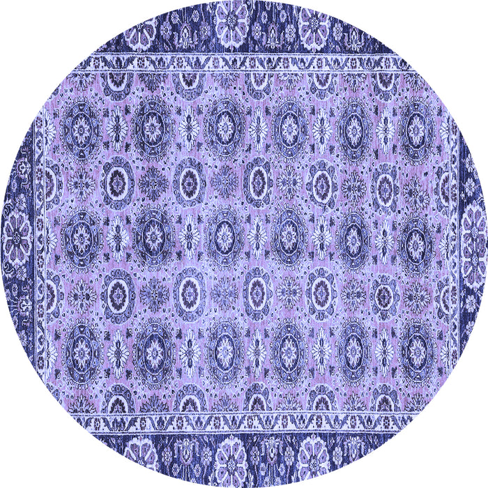 Round Abstract Blue Modern Rug, abs3354blu
