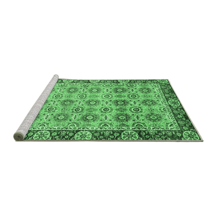 Sideview of Machine Washable Abstract Emerald Green Modern Area Rugs, wshabs3354emgrn