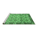 Sideview of Machine Washable Abstract Emerald Green Modern Area Rugs, wshabs3354emgrn