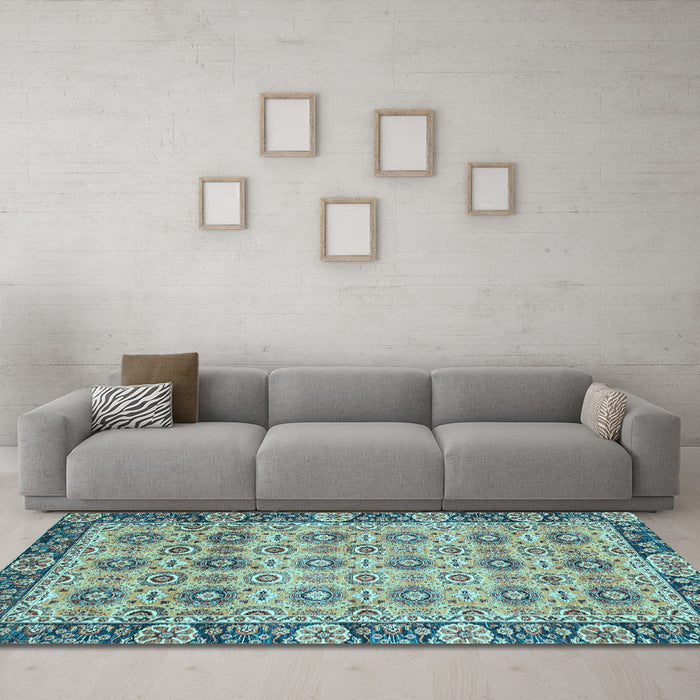 Machine Washable Abstract Light Blue Modern Rug in a Living Room, wshabs3354lblu
