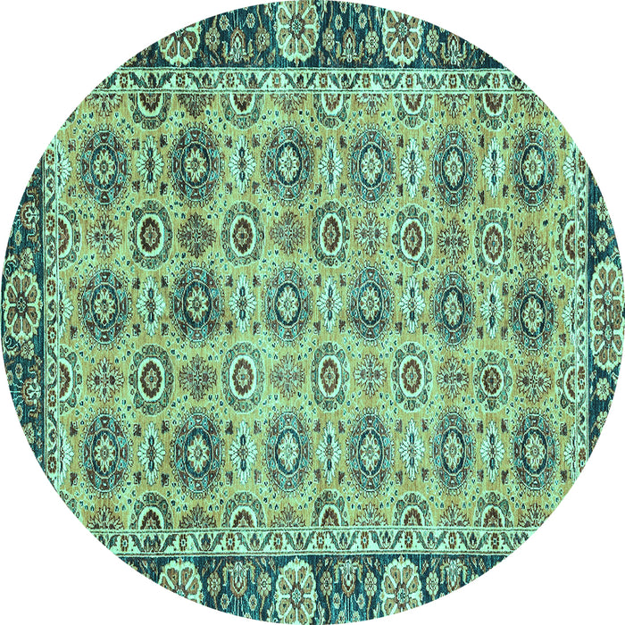 Round Abstract Turquoise Modern Rug, abs3354turq