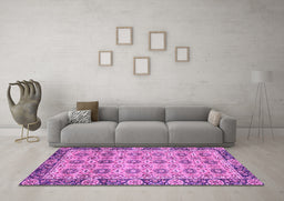 Machine Washable Abstract Purple Modern Area Rugs in a Living Room, wshabs3354pur