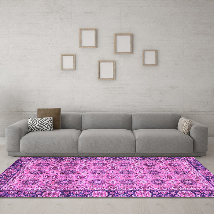 Machine Washable Abstract Purple Modern Area Rugs in a Living Room, wshabs3354pur