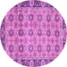 Round Machine Washable Abstract Purple Modern Area Rugs, wshabs3354pur