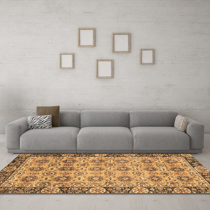 Machine Washable Abstract Brown Modern Rug in a Living Room,, wshabs3354brn