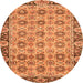 Round Machine Washable Abstract Orange Modern Area Rugs, wshabs3354org