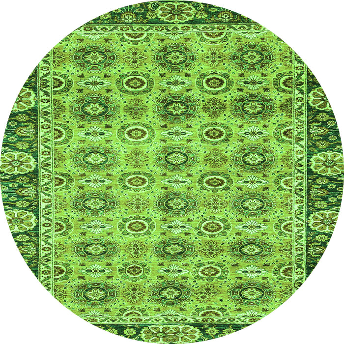 Round Machine Washable Abstract Green Modern Area Rugs, wshabs3354grn