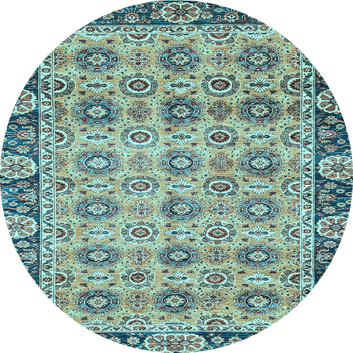 Round Abstract Light Blue Modern Rug, abs3354lblu