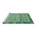 Sideview of Machine Washable Abstract Turquoise Modern Area Rugs, wshabs3354turq