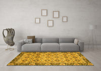 Machine Washable Abstract Yellow Modern Rug, wshabs3354yw