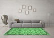 Machine Washable Abstract Emerald Green Modern Area Rugs in a Living Room,, wshabs3354emgrn