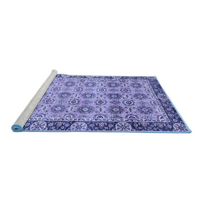 Sideview of Machine Washable Abstract Blue Modern Rug, wshabs3354blu