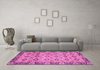 Machine Washable Abstract Pink Modern Rug, wshabs3354pnk