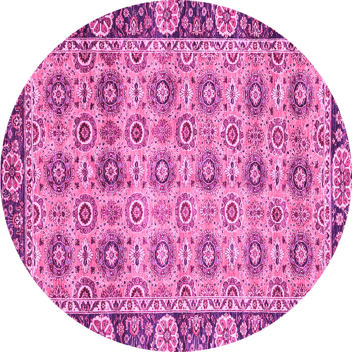 Round Abstract Pink Modern Rug, abs3354pnk