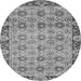 Round Machine Washable Abstract Gray Modern Rug, wshabs3354gry