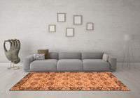 Machine Washable Abstract Orange Modern Rug, wshabs3354org