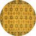 Round Machine Washable Abstract Yellow Modern Rug, wshabs3354yw