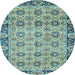 Round Machine Washable Abstract Light Blue Modern Rug, wshabs3354lblu