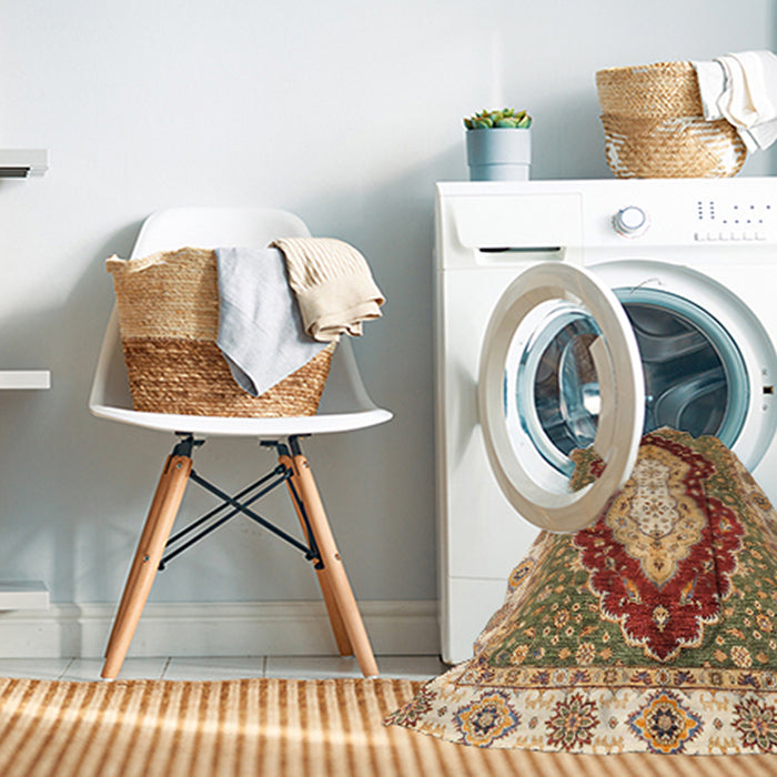 Machine Washable Abstract Yellow Rug in a Washing Machine, wshabs3355