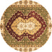 Round Machine Washable Abstract Brown Modern Rug, wshabs3355brn