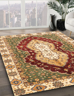 Machine Washable Abstract Yellow Rug in a Family Room, wshabs3355