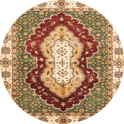 Round Machine Washable Abstract Yellow Rug, wshabs3355