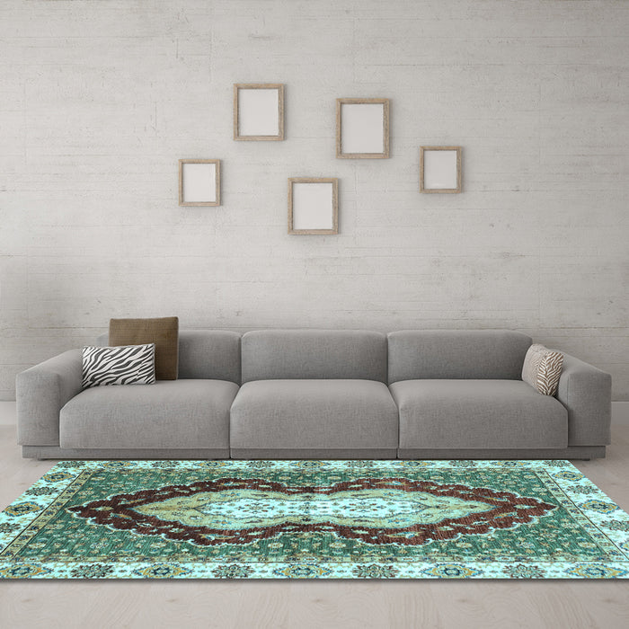 Machine Washable Abstract Light Blue Modern Rug in a Living Room, wshabs3355lblu
