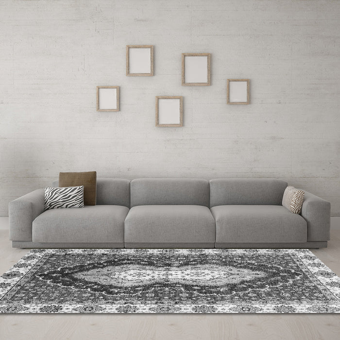 Machine Washable Abstract Gray Modern Rug in a Living Room,, wshabs3355gry