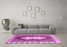 Machine Washable Abstract Purple Modern Area Rugs in a Living Room, wshabs3355pur