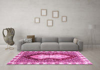 Machine Washable Abstract Pink Modern Rug, wshabs3355pnk