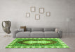 Machine Washable Abstract Green Modern Area Rugs in a Living Room,, wshabs3355grn