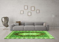 Machine Washable Abstract Green Modern Rug, wshabs3355grn