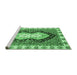 Sideview of Machine Washable Abstract Emerald Green Modern Area Rugs, wshabs3355emgrn