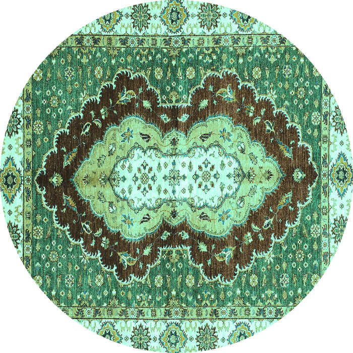 Round Machine Washable Abstract Turquoise Modern Area Rugs, wshabs3355turq
