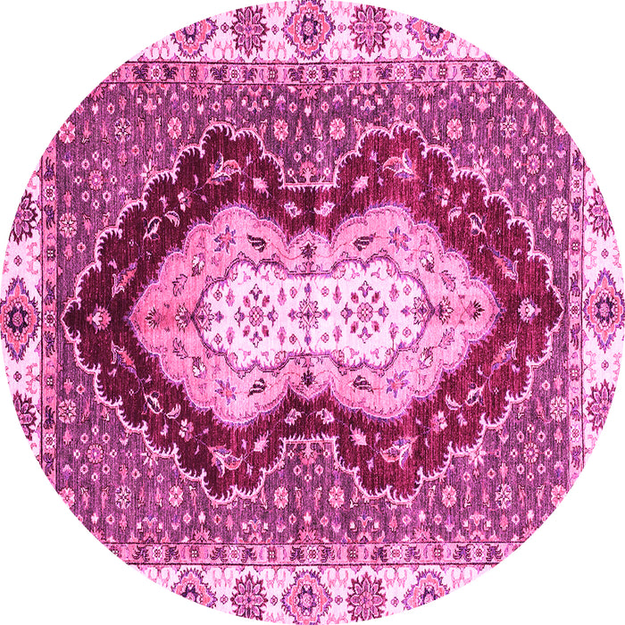 Round Abstract Pink Modern Rug, abs3355pnk