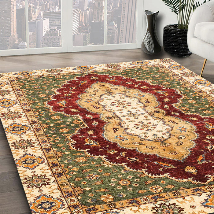 Abstract Yellow Modern Rug in Family Room, abs3355