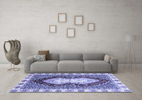 Machine Washable Abstract Blue Modern Rug, wshabs3355blu