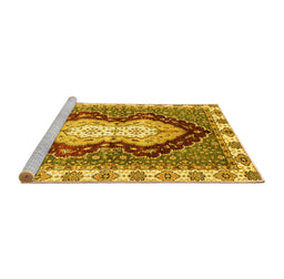 Sideview of Machine Washable Abstract Yellow Modern Rug, wshabs3355yw