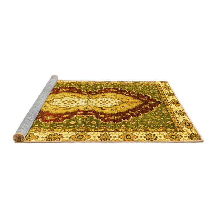 Sideview of Machine Washable Abstract Yellow Modern Rug, wshabs3355yw