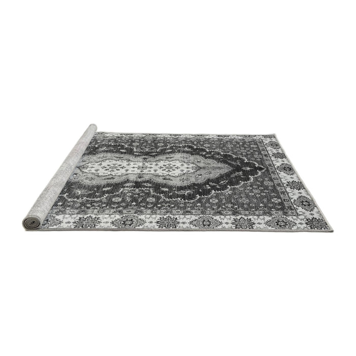 Sideview of Machine Washable Abstract Gray Modern Rug, wshabs3355gry