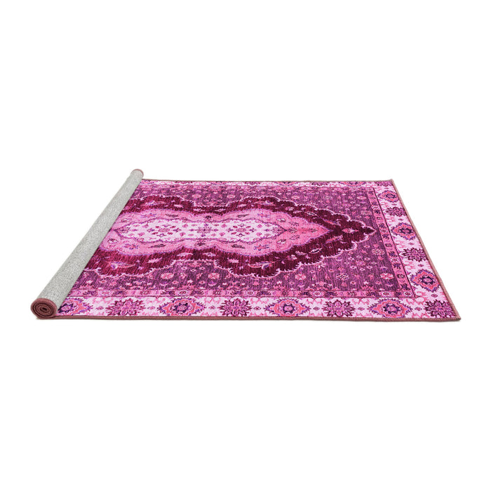 Sideview of Machine Washable Abstract Pink Modern Rug, wshabs3355pnk
