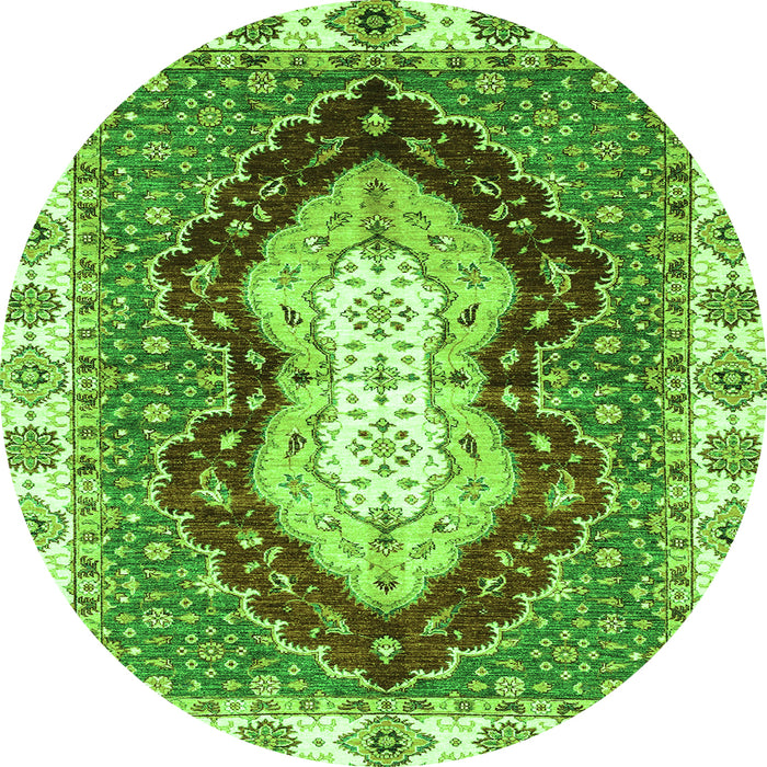 Round Abstract Green Modern Rug, abs3355grn