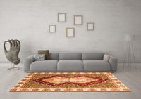 Machine Washable Abstract Orange Modern Rug, wshabs3355org