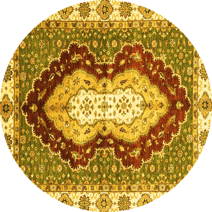 Round Machine Washable Abstract Yellow Modern Rug, wshabs3355yw