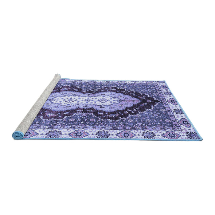 Sideview of Machine Washable Abstract Blue Modern Rug, wshabs3355blu