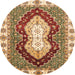 Round Abstract Yellow Modern Rug, abs3355